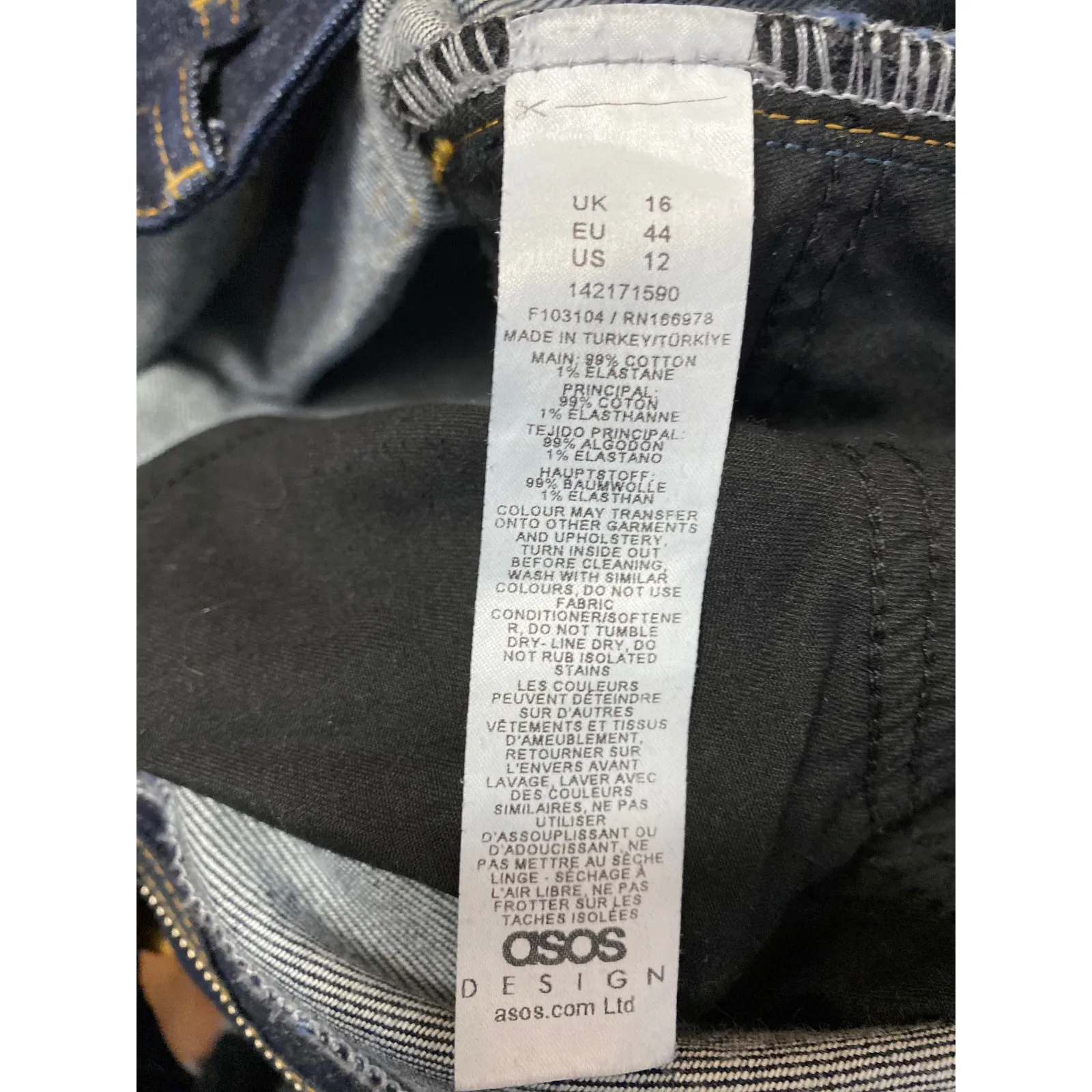 ASOS Women's Blue Dark Wash High Waisted Straight Leg Denim Jeans Size 12 - Image 4