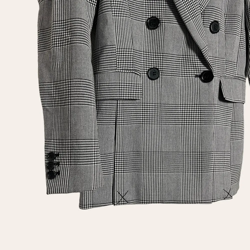 H&M Black White Houndstooth Striped Double Breasted Blazer Jacket Size 2 - Image 3