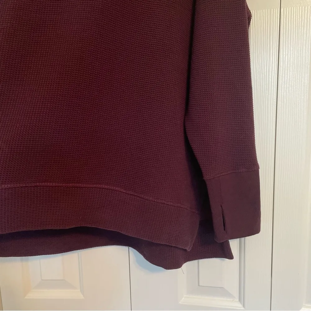 Athleta Coaster Luxe Waffle Sweatshirt Sz 2X Pullover Burgandy Purple Athleisure - Image 7