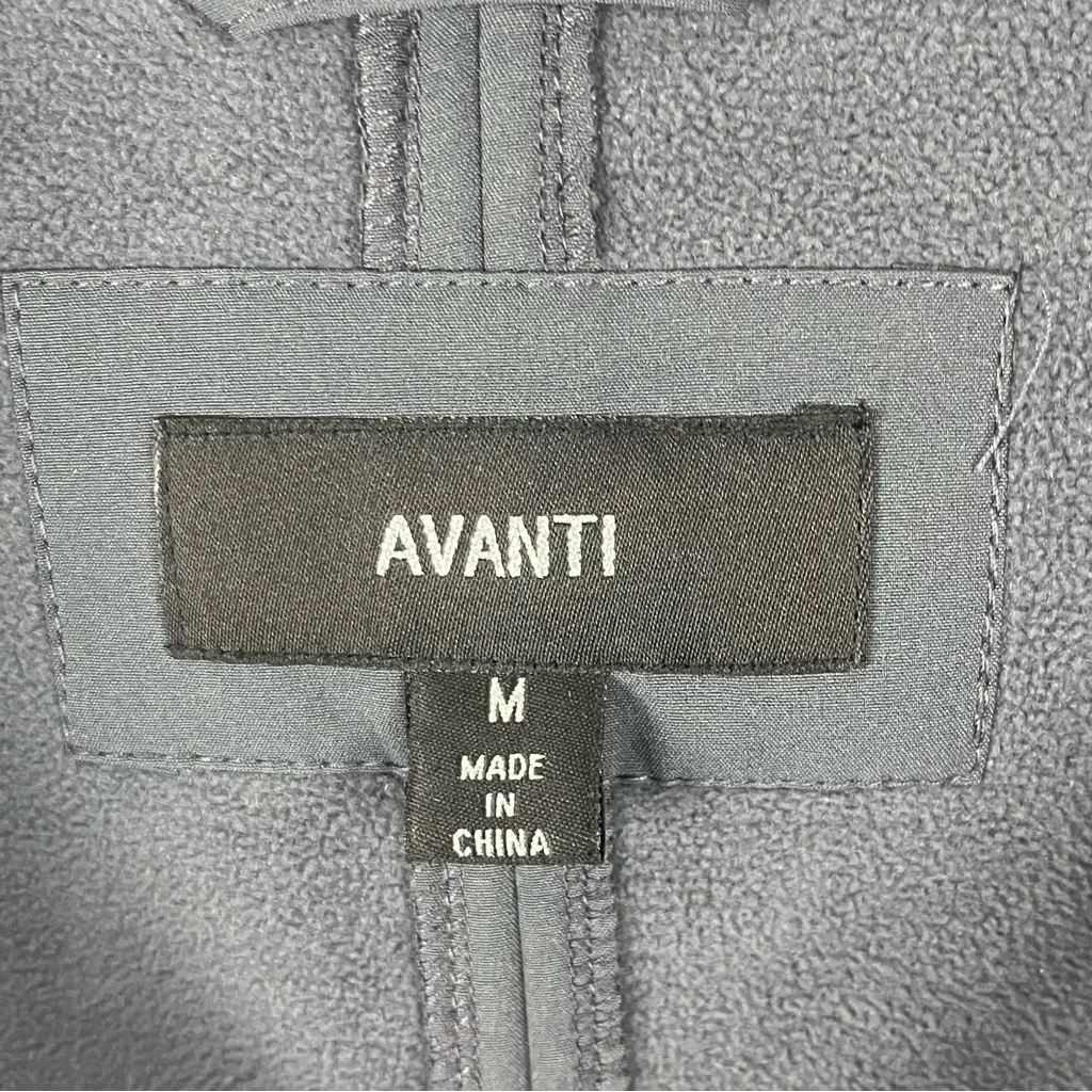AVANTI Dark Gray Belted Front Zipper Knit Side Panels Trench Coat, Size Medium - Image 3