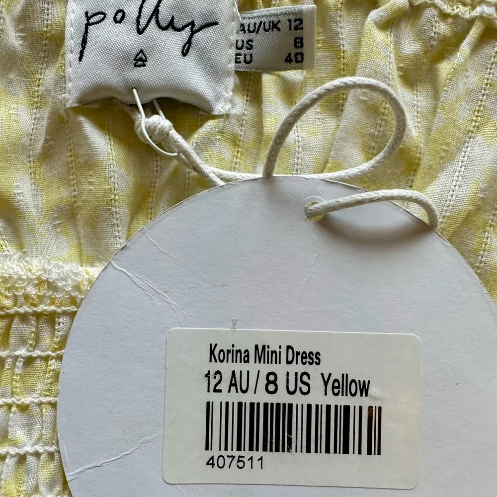 NWT‎ Women's Princess Polly Korina Seersucker Mini Dress Yellow & White Size 8 - Image 6