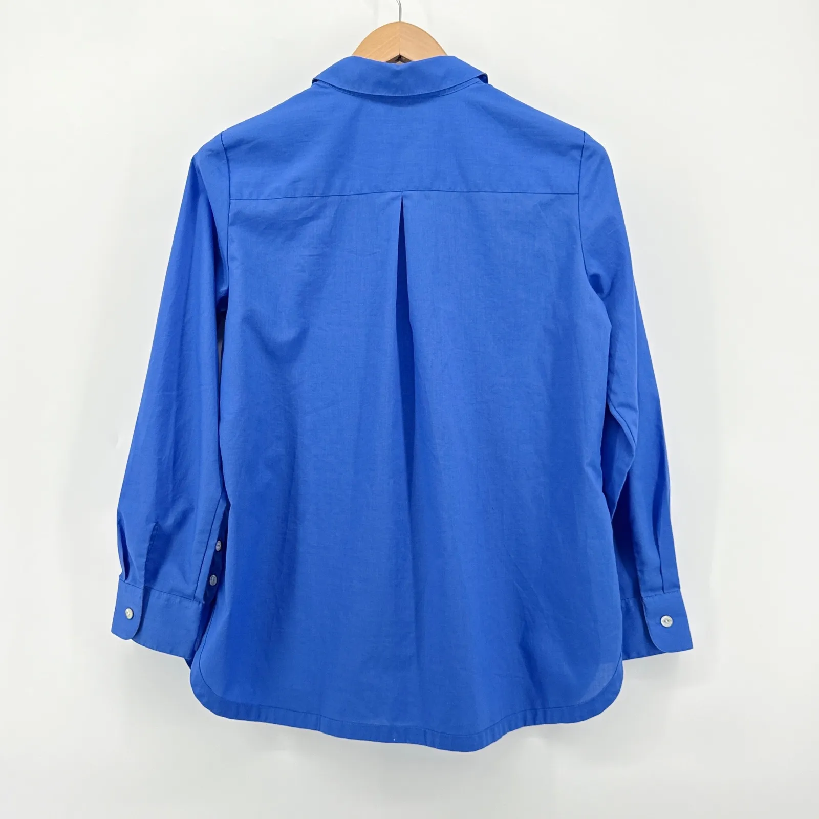 Foxcroft Womens Blue Wrinkle Free Button Down Shirt Long Sleeve Size 10P Petites - Image 5