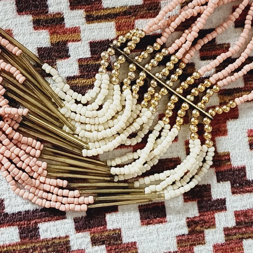 Multi Strand Cheyenne Pink Sea Bead Necklace - Image 3