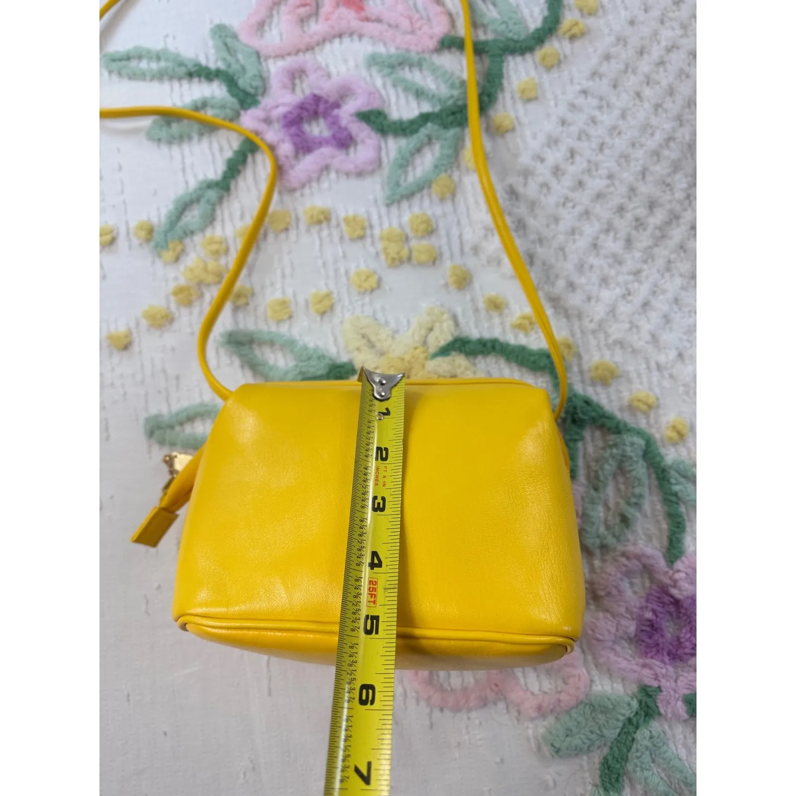 Genuine Leather Small Crossbody Purse Yellow Zip Around Bag - Image 10