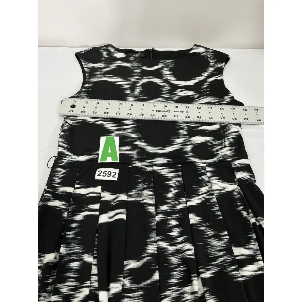 Womans Alfani P Small Black White Sleevless A Line Pleated Skirt Dress - Image 5