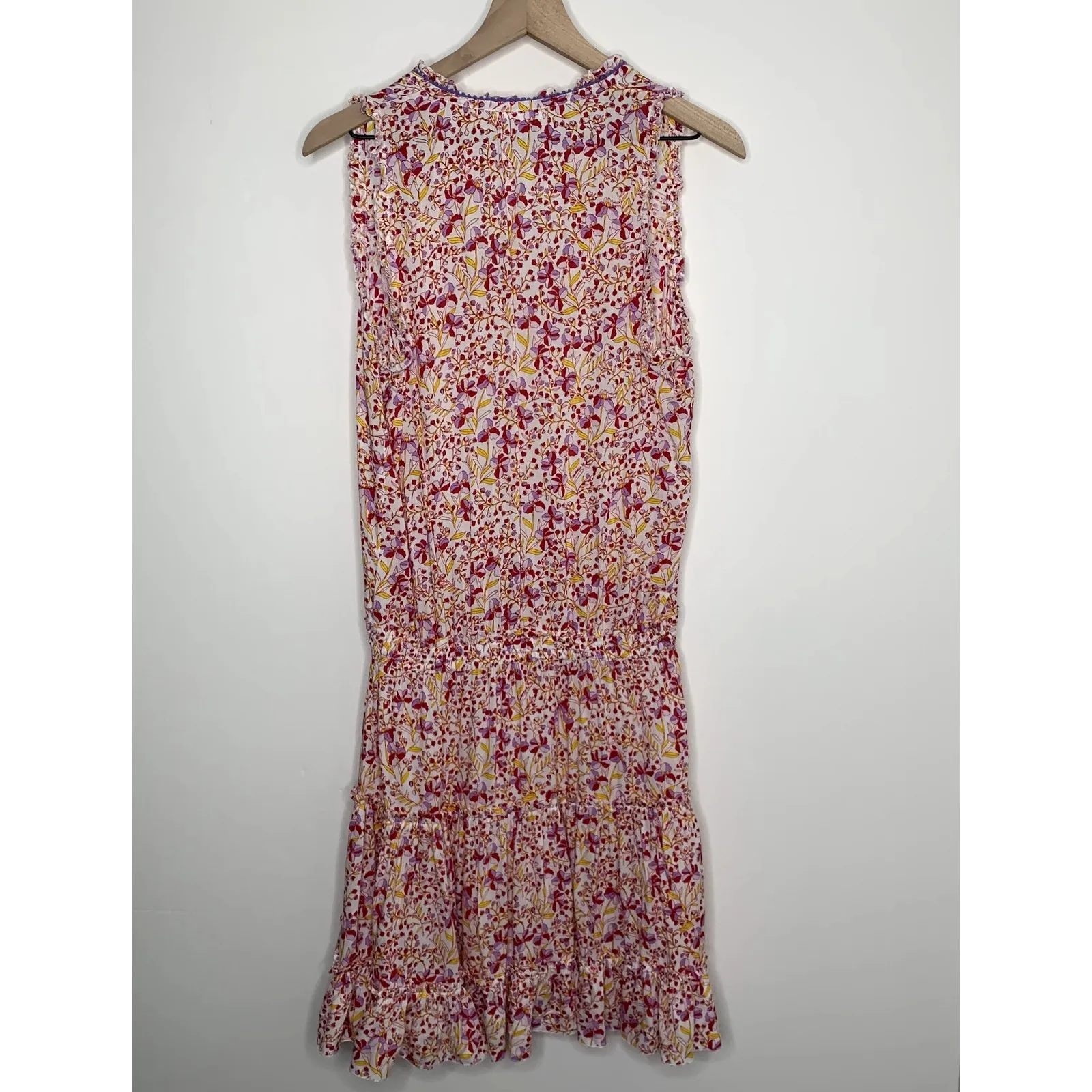 POUPETTE ST BARTH Clara Mini Dress Floral Cotton Jonquille Womens Large - Image 4