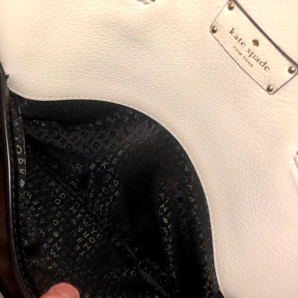 KATE SPADE White Black Leather Dome Shaped Top Handle Crossbody Satchel - Image 15