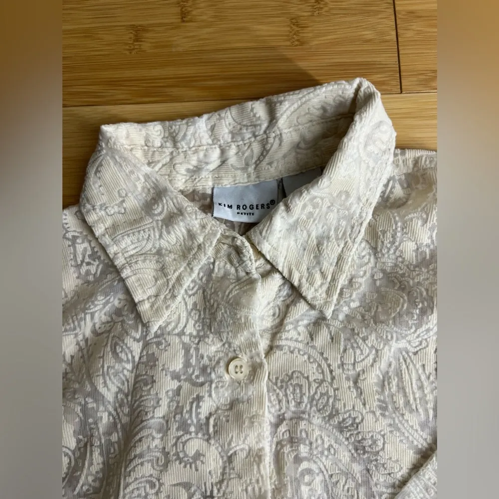 Kim Rogers Womens Size: Petite (PS) Button Up Sheer Shirt, Color : Cream/ivory - Image 13