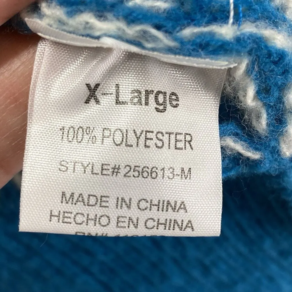 Merry‎ Christmas by Poof Sweater Womens XL Knit Blue and White Sweater bows - Image 5