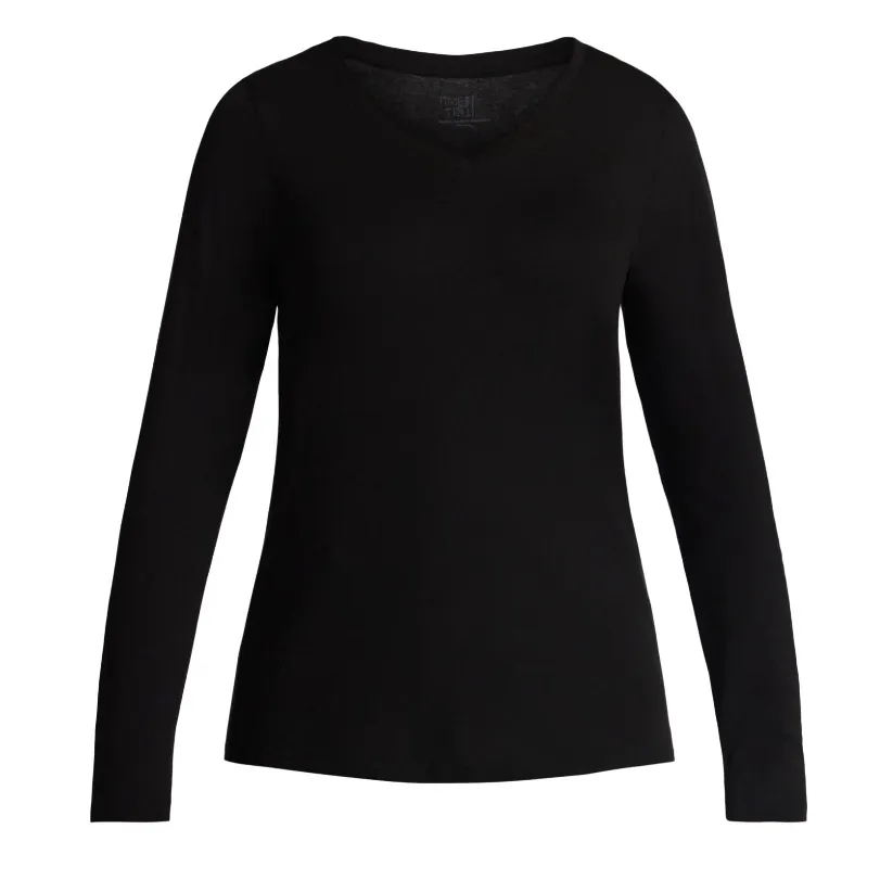 TIME and TRU Womens Long Sleeve V Neck T-Shirt Black Size Small 4-6 Cotton New - Image 6