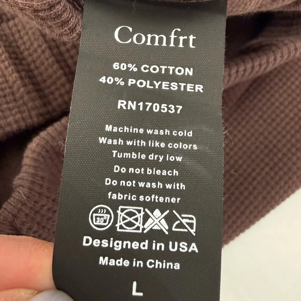 Cmfrt Waffle Lounge Pant Cocoa Brown Knit Thermal Wide Leg Sweatpants Size L - Image 10