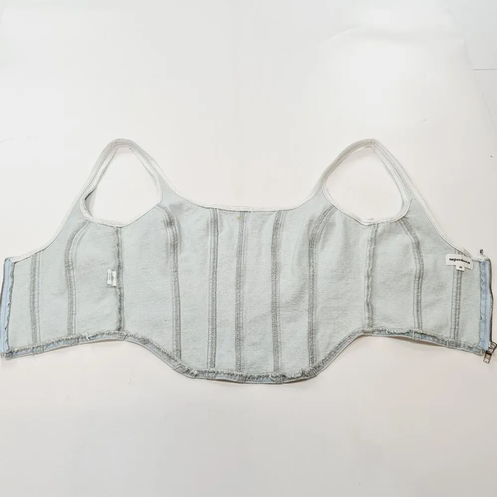 Superdown Margo Corset Top in Light Blue Wash Medium - Image 6
