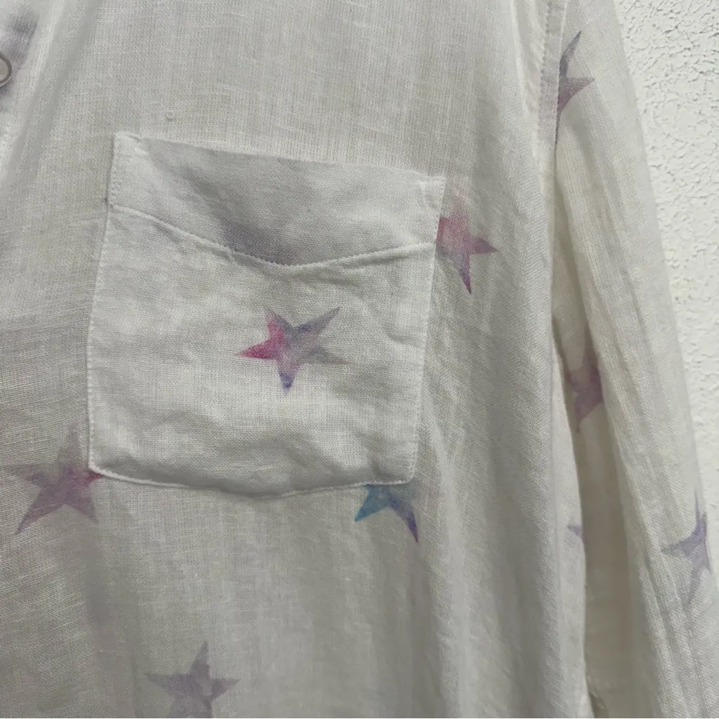 Rails Charli Tie Dye Stars White Linen Button Up Size Small - Image 10