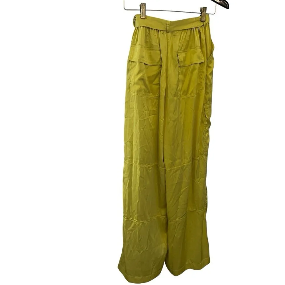 Anthropologie Hutch Satin Chartreuse Utility Pant NWT Size XS - Image 10