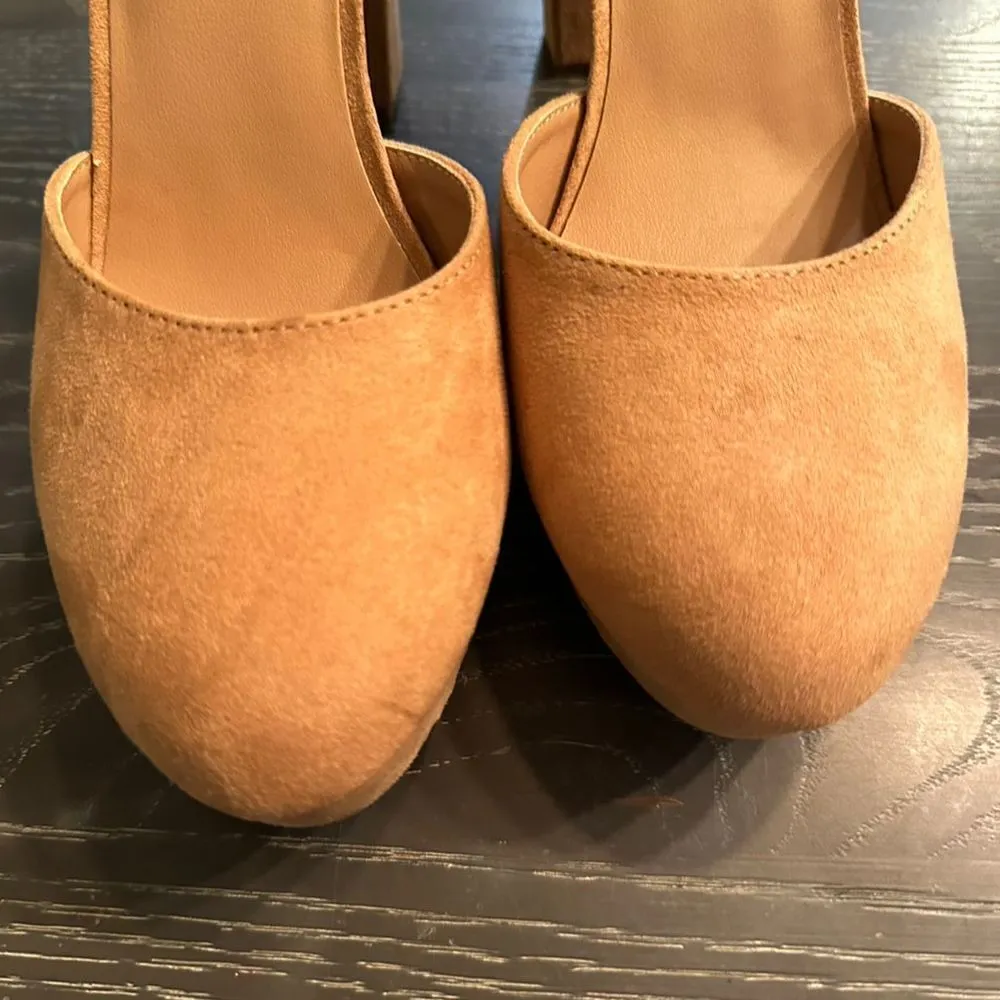 Sun + Stone Estrella Women's Tan Suede Block Heel Pumps Ankle Strap Size 10M Brown - Image 7