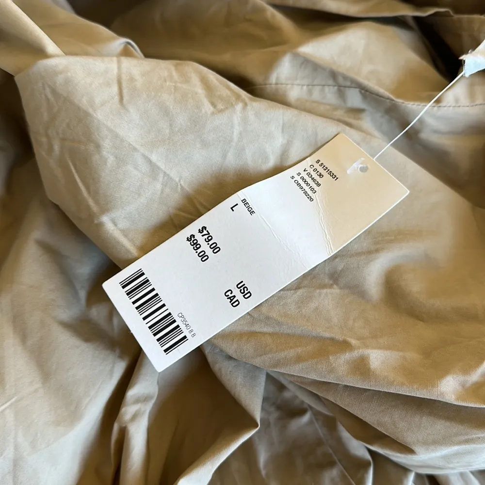 NWT Urban Outfitters Tan Poplin Ruffle Midi Dress NO BELT  Pockets - Image 6