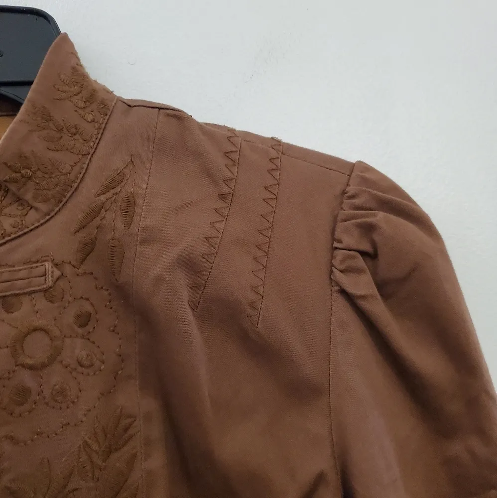 BCBG MaxAzria Brown Foral Embroidered Blazer S - Image 8