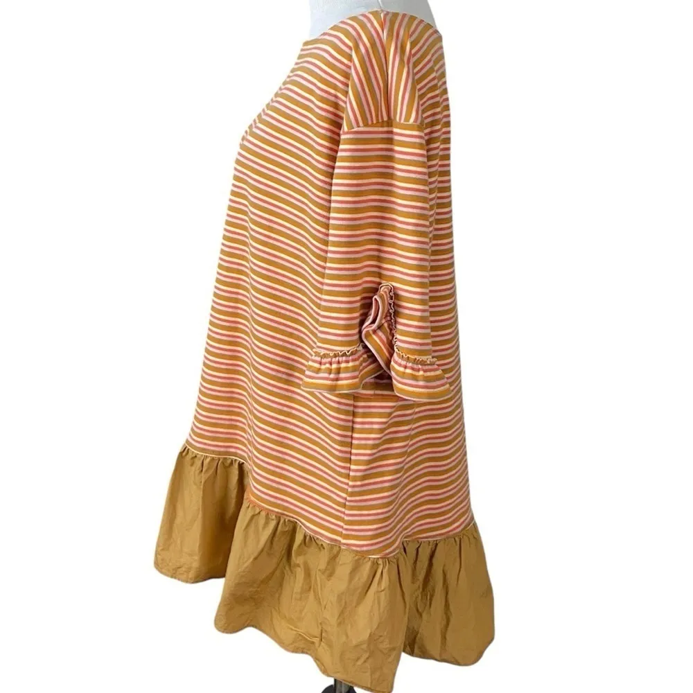 Anthropologie Maeve Ruffled Peplum Tunic Top Size Large Stripes Fall Pumpkin - Image 8