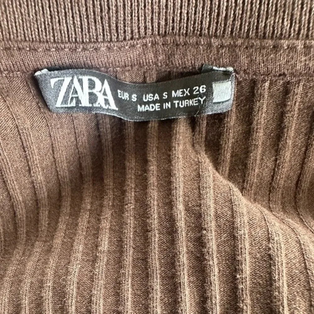 Zara Women's Bodycon Fitted Ribbed Knit Polo Chocolate Brown Dress Size S - Image 5