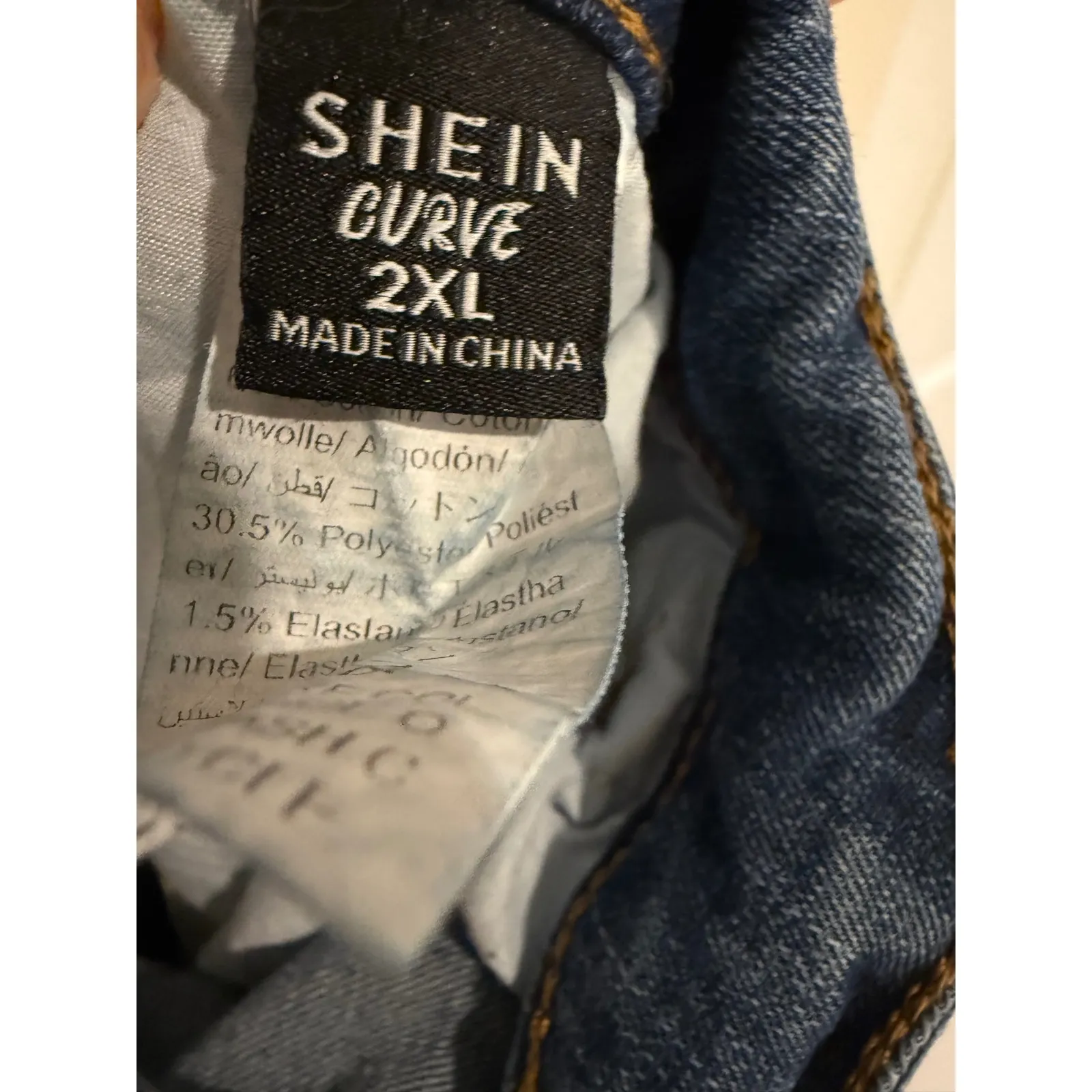 Shein Curve Mom Jeans High Rise Dark Wash Denim Comfort‎ Stretch 2XL - Image 3