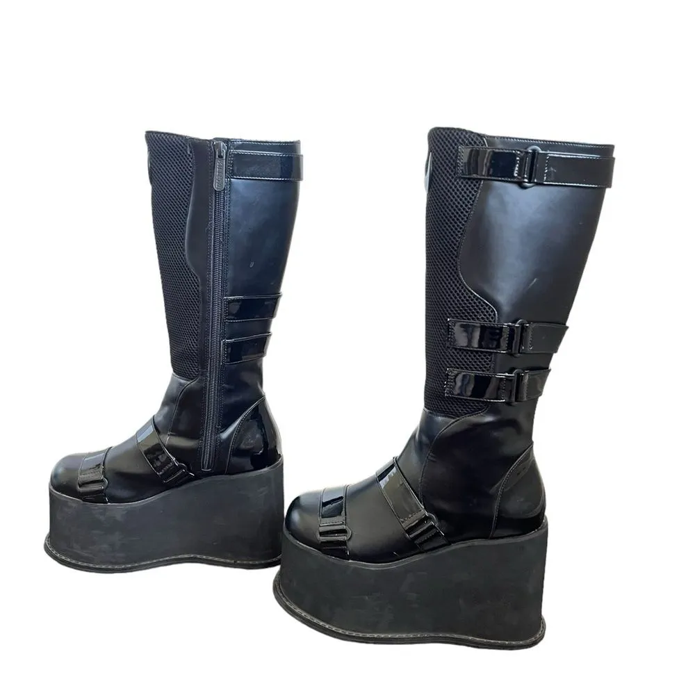 Killstar Hazel Platform Goth Punk Tall Faux Leather Boots - Image 3