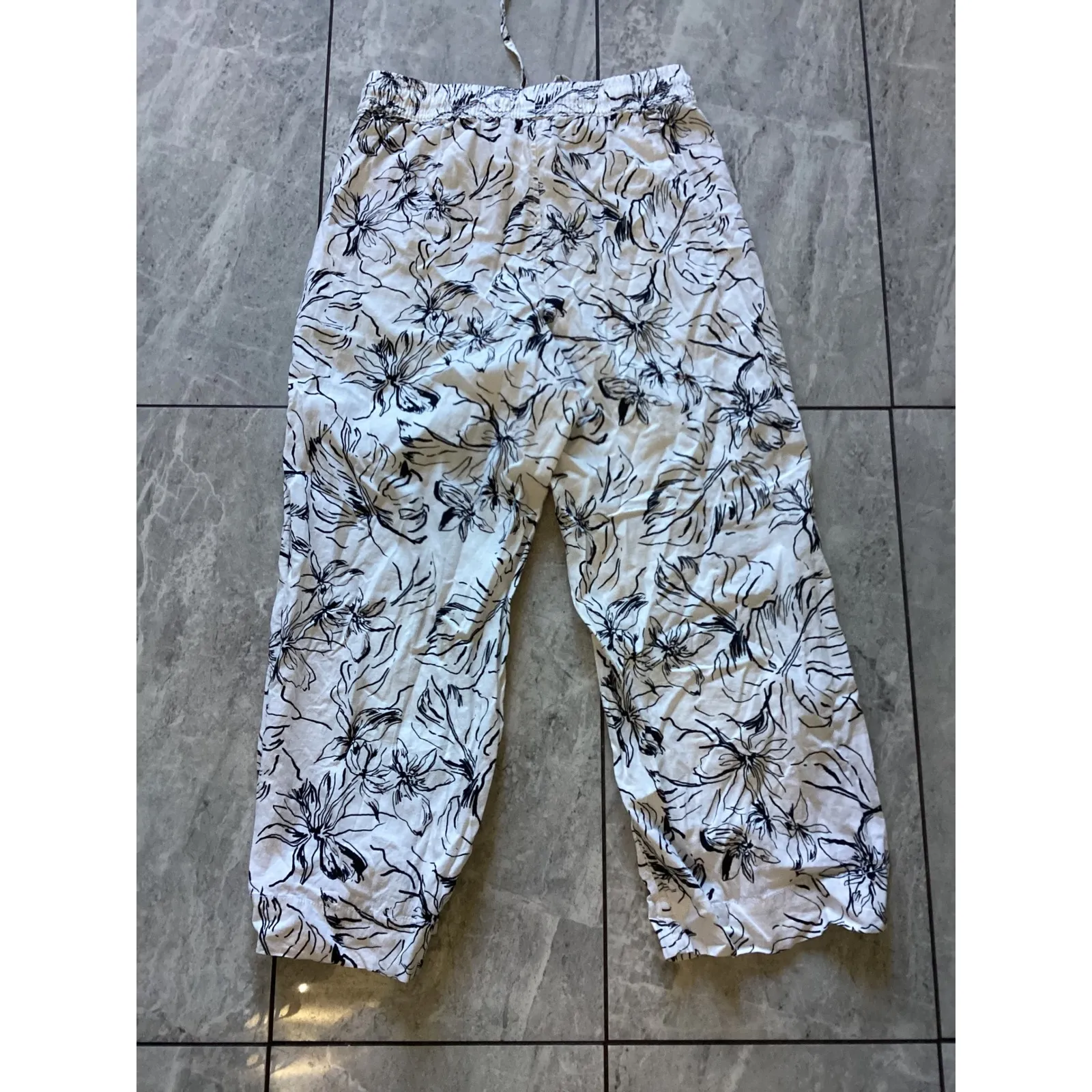 Joie Womens M Linen Blend Floral Print Wide Leg Lounge Pants - Image 3