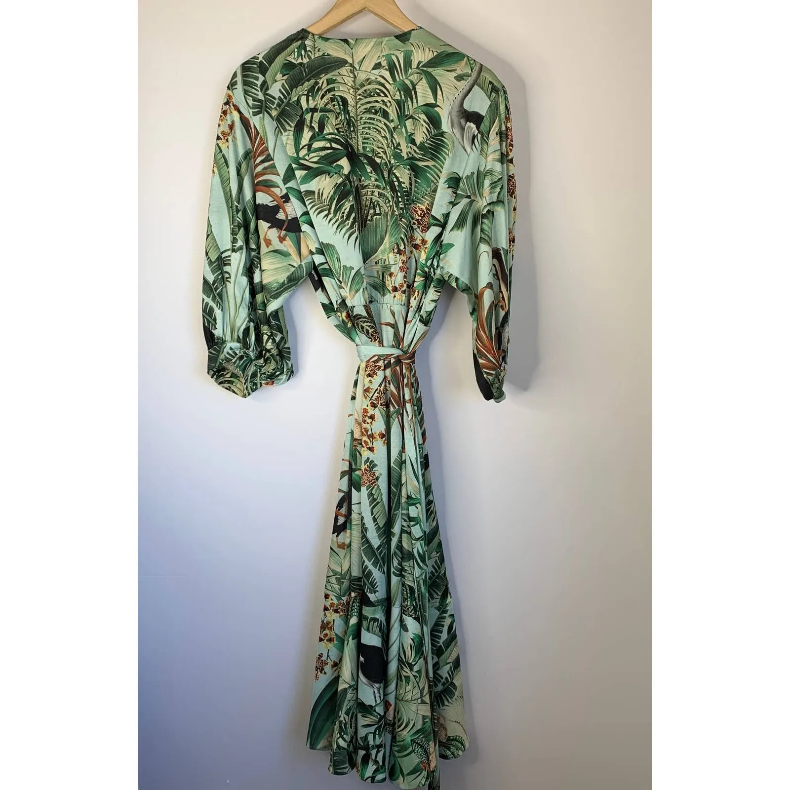 PatBO Eden Midi Flouncy Hem Wrap Dress Womens Size 6 Green - Image 3
