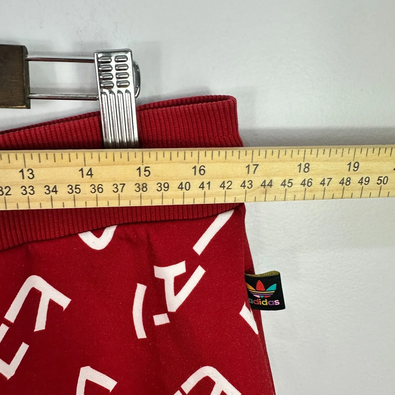 Adidas x Pharrell Williams Skirt L Red Flare Logo Print Y2K Streetwear Tennis‎ - Image 3