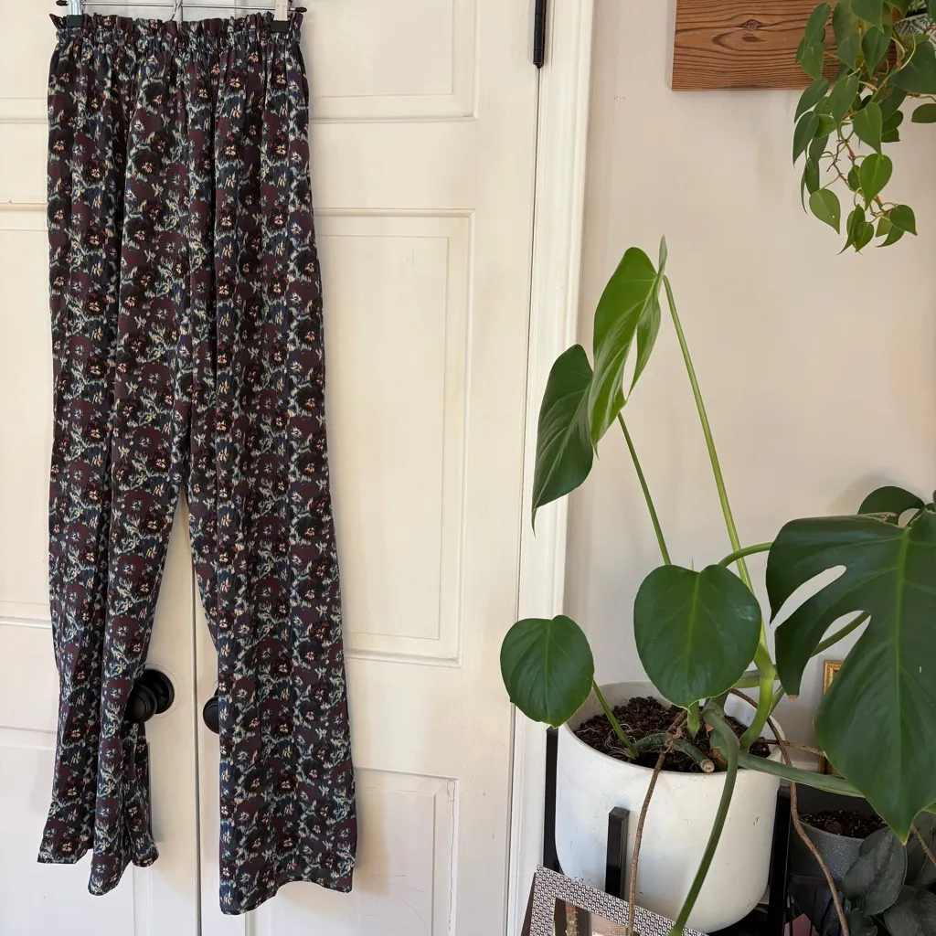 Ulla Johnson Sawyer Pant Wide Leg Pants Cobalt 100% Silk Pattern Printed Size 4 - Image 7