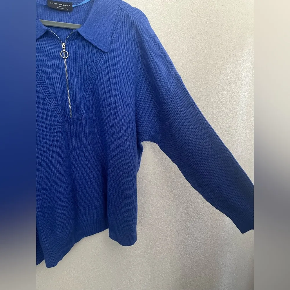 Lane Bryant NWOT  Size 22 / 24 Classic Half-Zip Ribbed Pullover Sweater Blue - Image 7