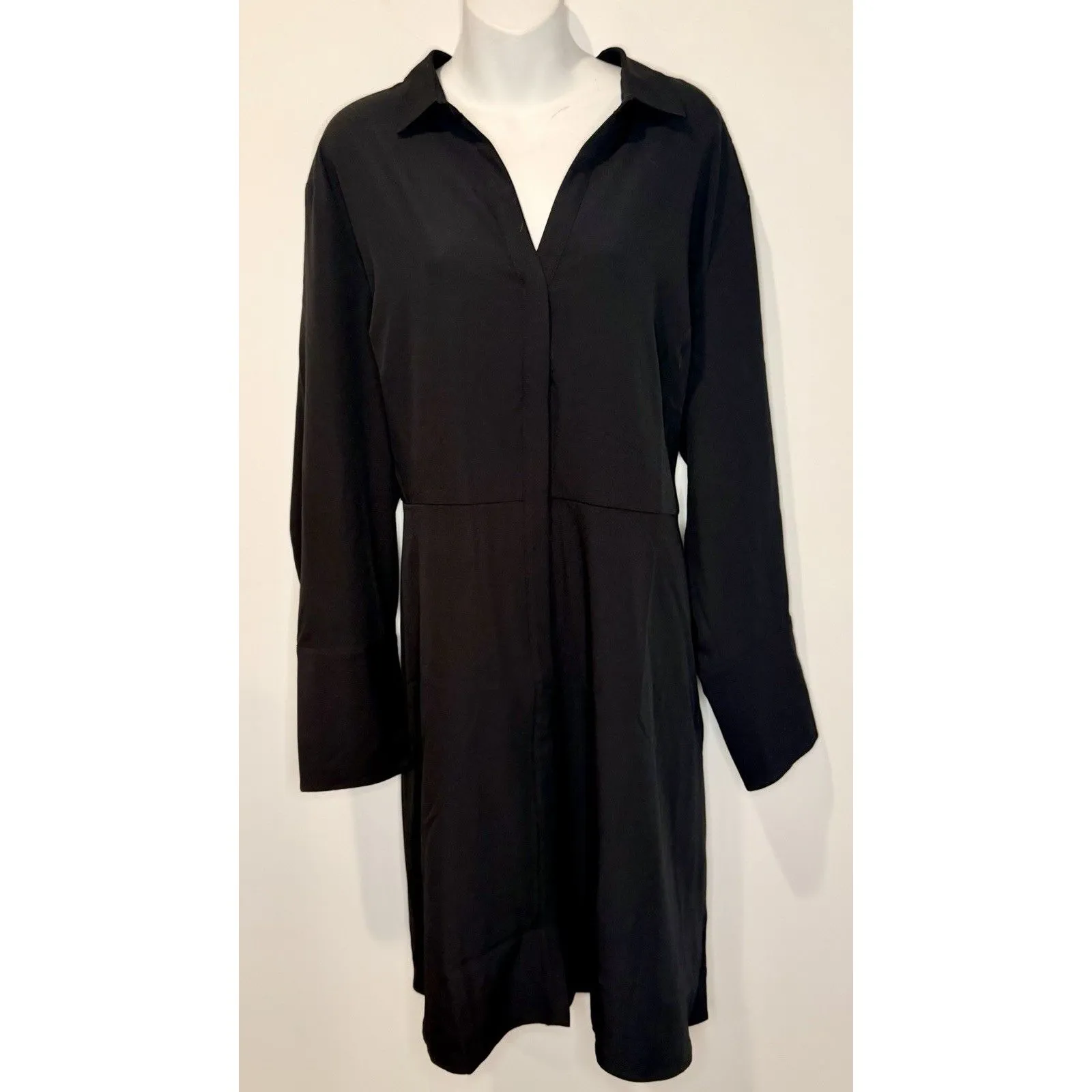 SPANX Carefree Crepe Long Sleeve Collared Shirt Dress in Black Size 2X NWT!!! - Image 2