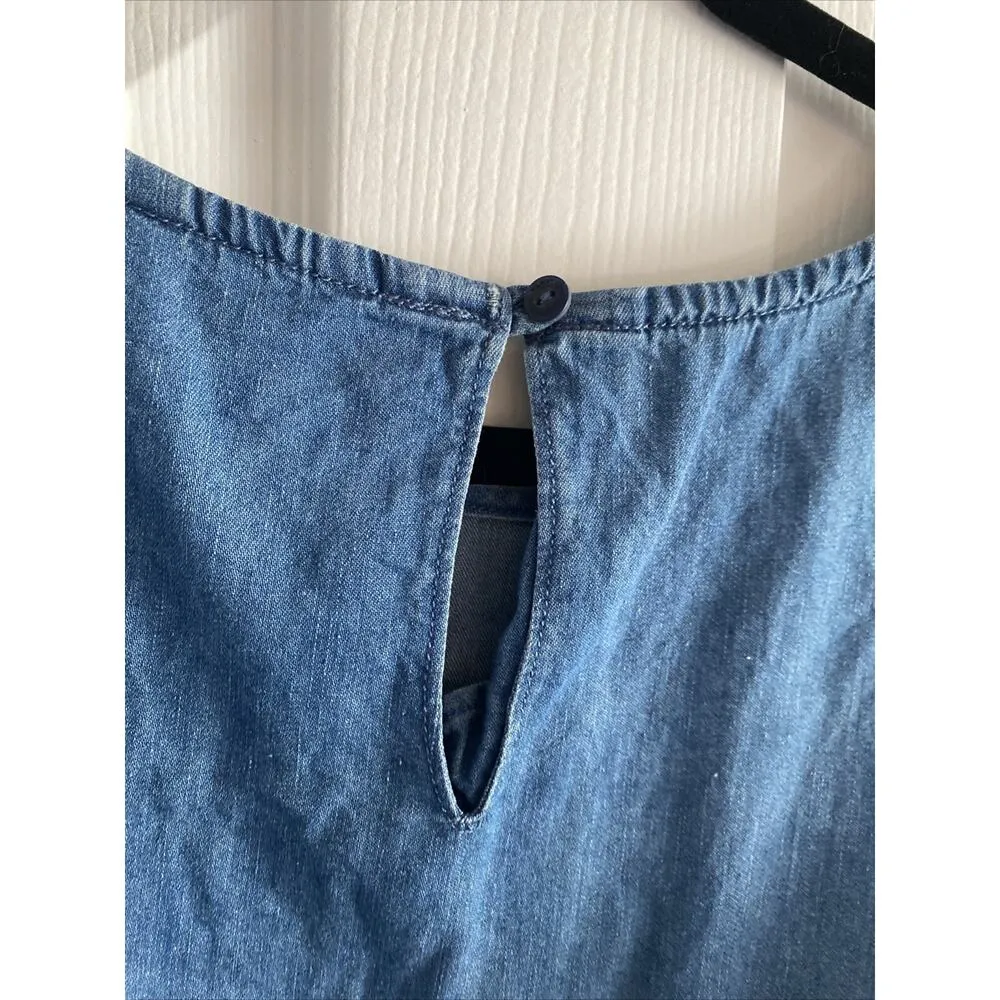 Joe's Collection Women's Small Blue Chambray Cold Shoulder Mini‎ Dress Western - Image 6