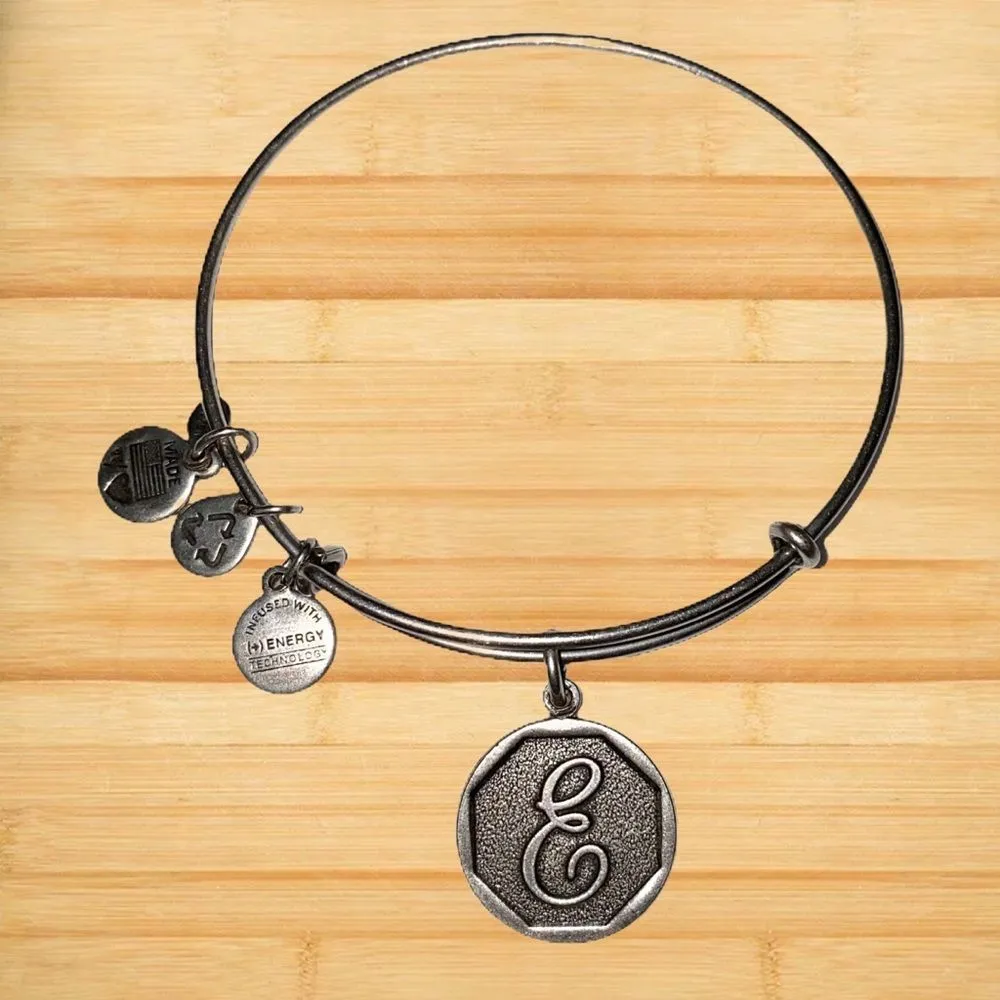 Alex and Ani Initial E Charm Bangle Bracelet - Image 3
