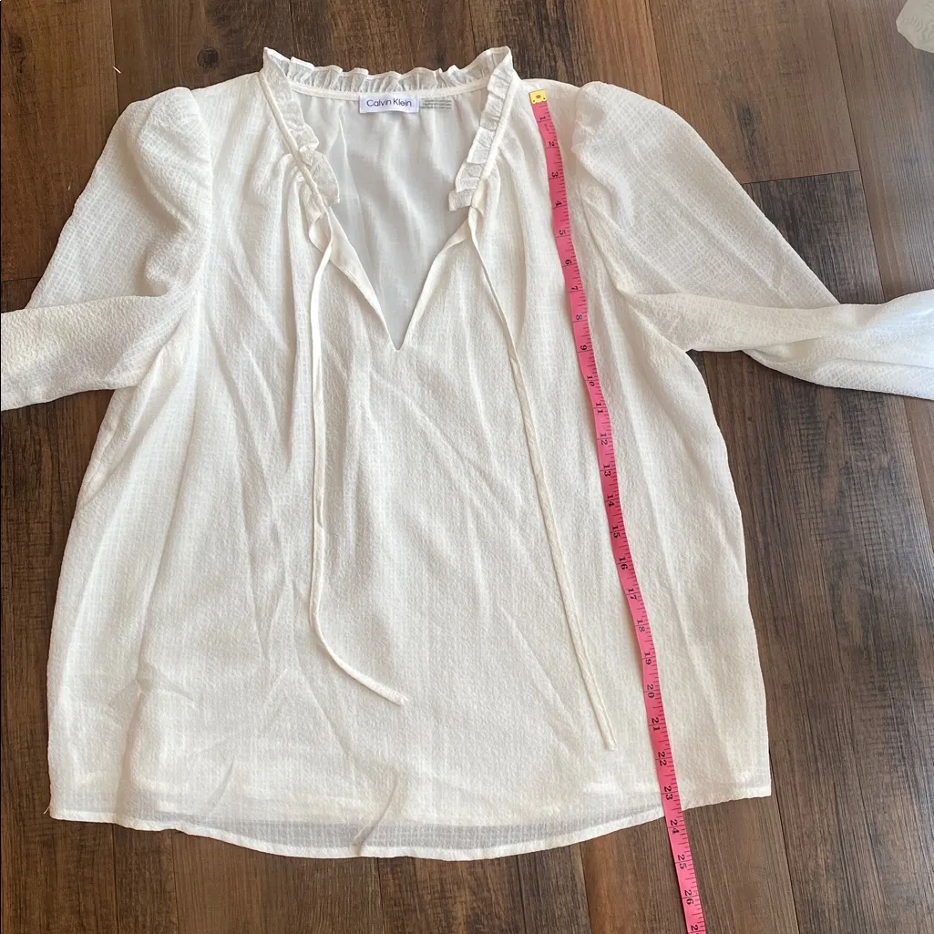 Calvin Klein White Ruffle Top - Image 7