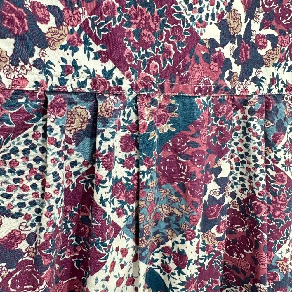 Vintage Paris Sport Club‎ Quilted Pink Patchwork 100% Cotton Western Blouse Size M - Image 2