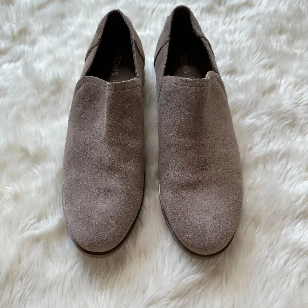 Toms Shaye Low Loafer Shoes Women's US 8W Taupe Suede Classic Slip-On 10014593 - Image 3