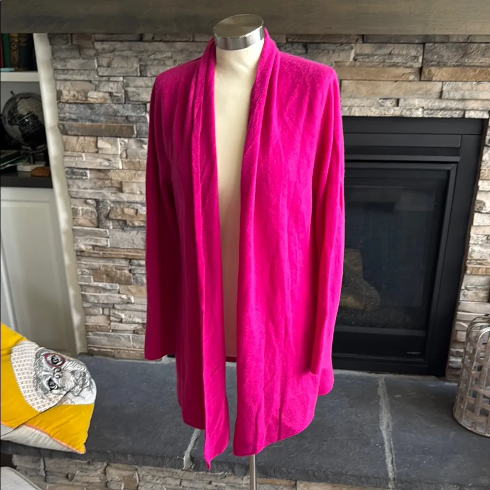 Vibrant Pink Swim Coverup with Cozy Knit Texture Size L - Image 2