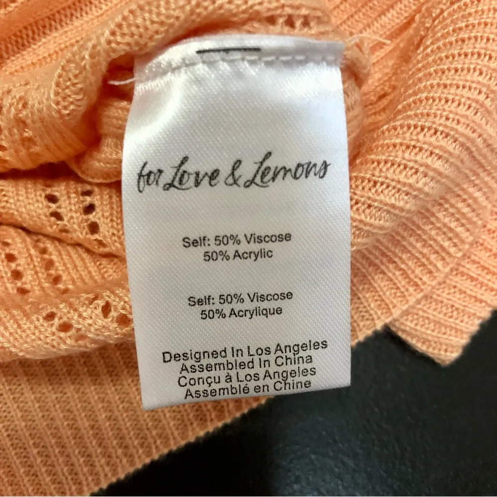 NWT  Phoebe Pointelle Cropped Polo Sweater Pastel Peach Preppy - Image 8