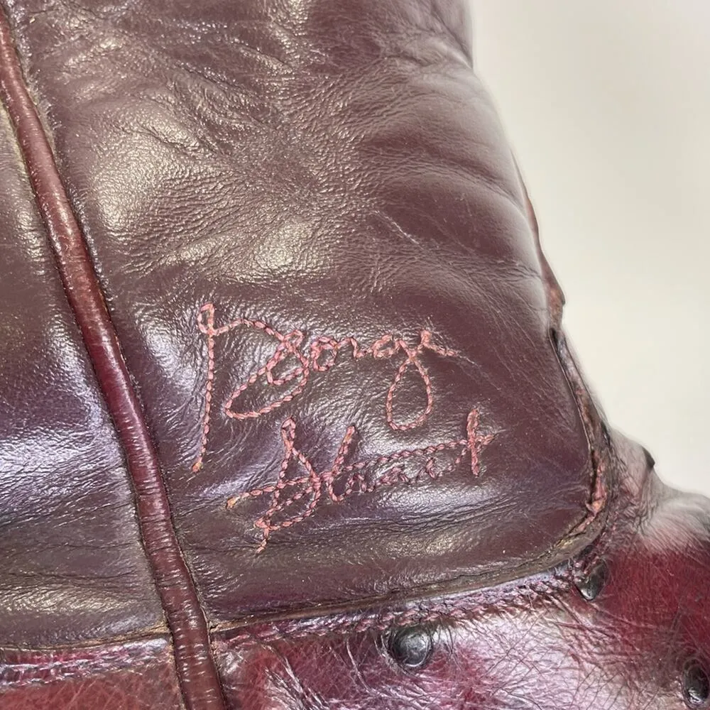 Tony Lama Ostrich Full Quill Western Cowboy Boots Oxblood George Strait Size 4.5 - Image 14
