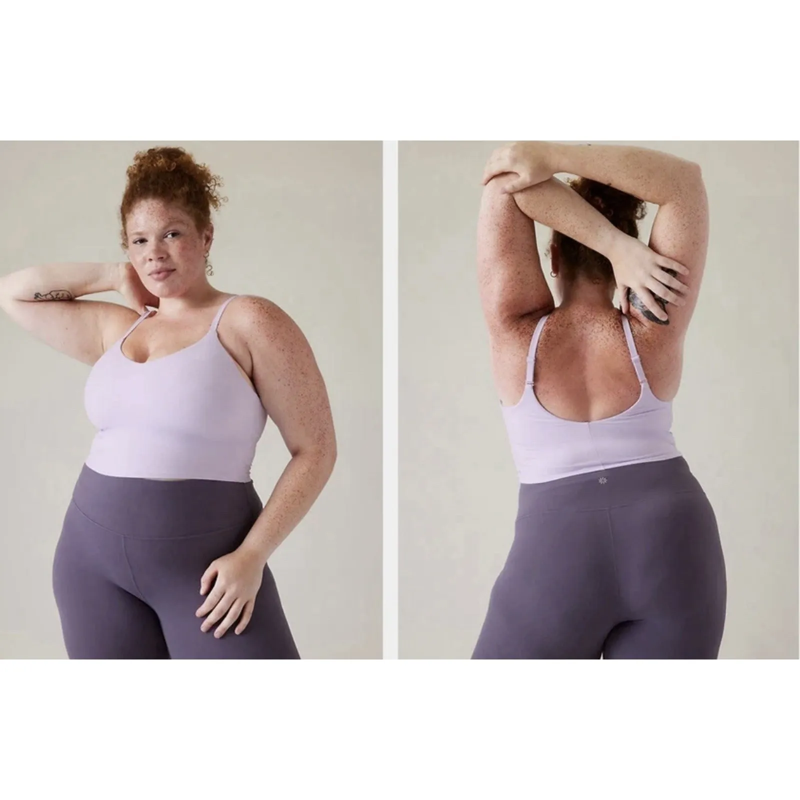 Athleta Elation Light Purple V-Neck Crop Top Size Small Yoga Workout Outdoors - Image 5