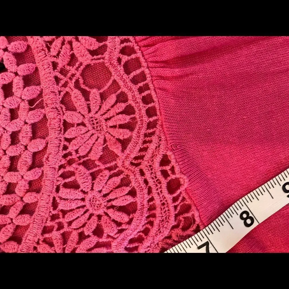 SALE August silk linen pink lace front tank size small - Image 7