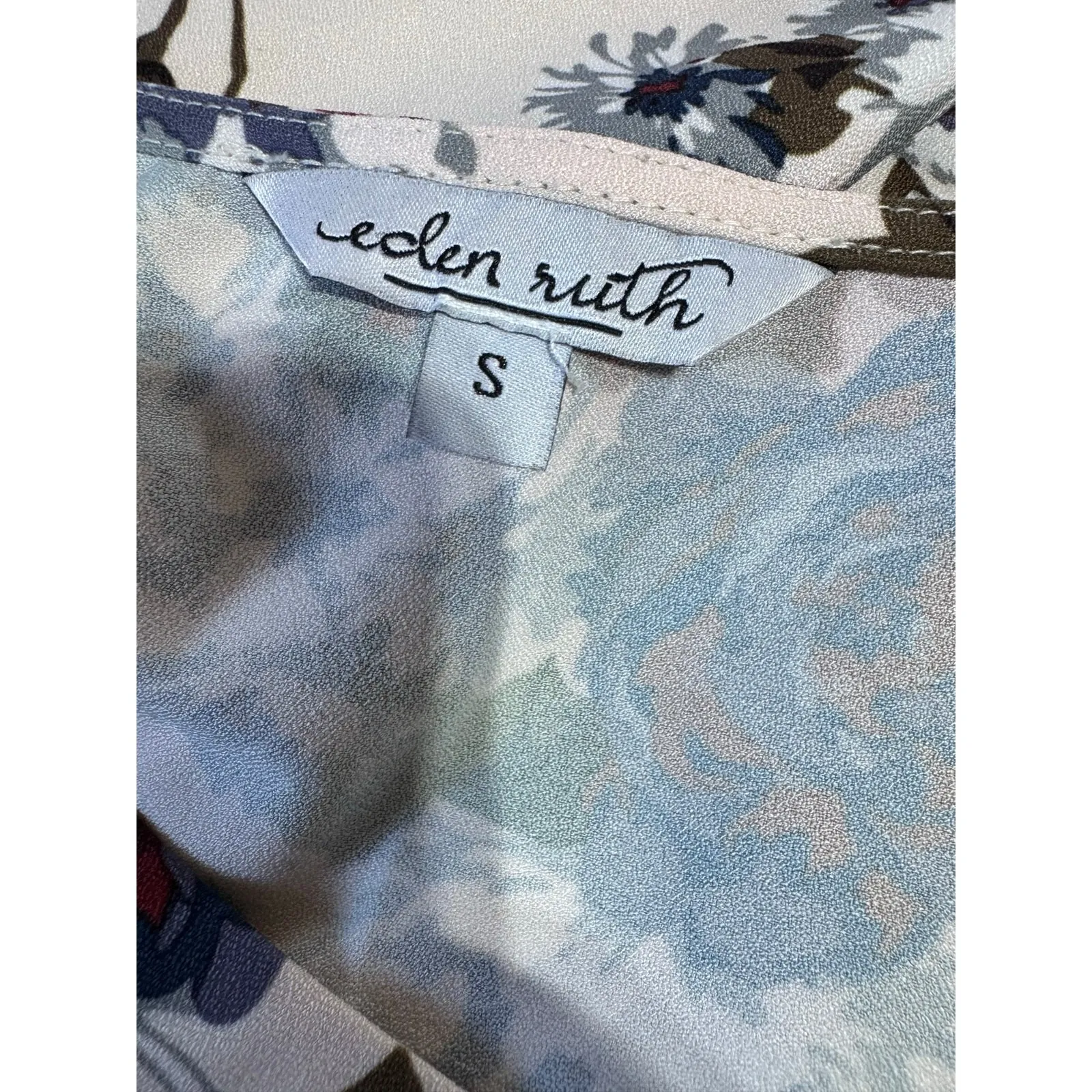 Eden Ruth Maddie White Floral Sleeveless Blouse Tank Top Women's Small Boho Chic - Image 7