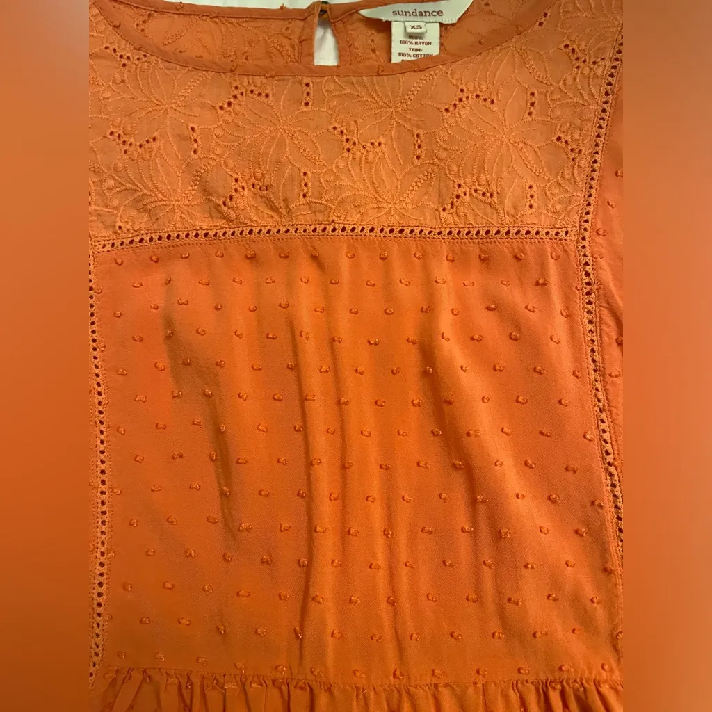 Sundance Susannah Blouse Orange Ruffle Swiss Dot Eyelet - Image 3