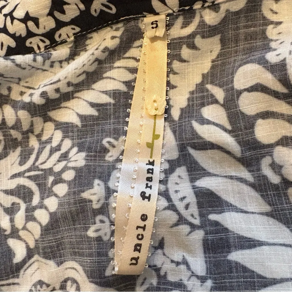 Uncle Frank Button Down Tie Waist Swing Shirtdress, Navy/White Paisley Print, Sm - Image 13