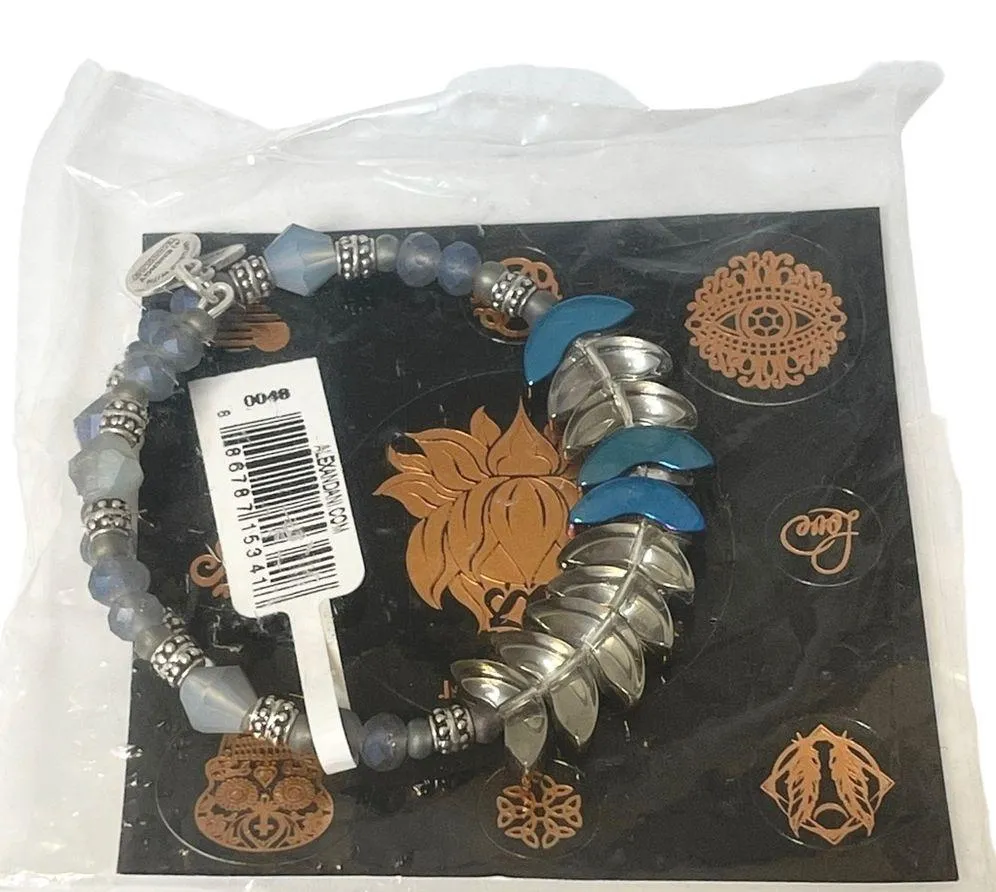new  ꥟ Deity Wrap Glass Bead Bangle Bracelet ꥟ River ꥟ Deep Blues ꥟ - Image 13