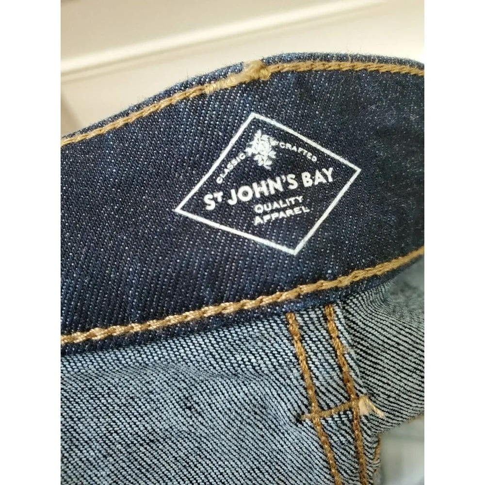 ST. Johns Bay Women Blue Denim Cotton Mid Rise Straight Leg Jeans Pant Size 24WS - Image 6