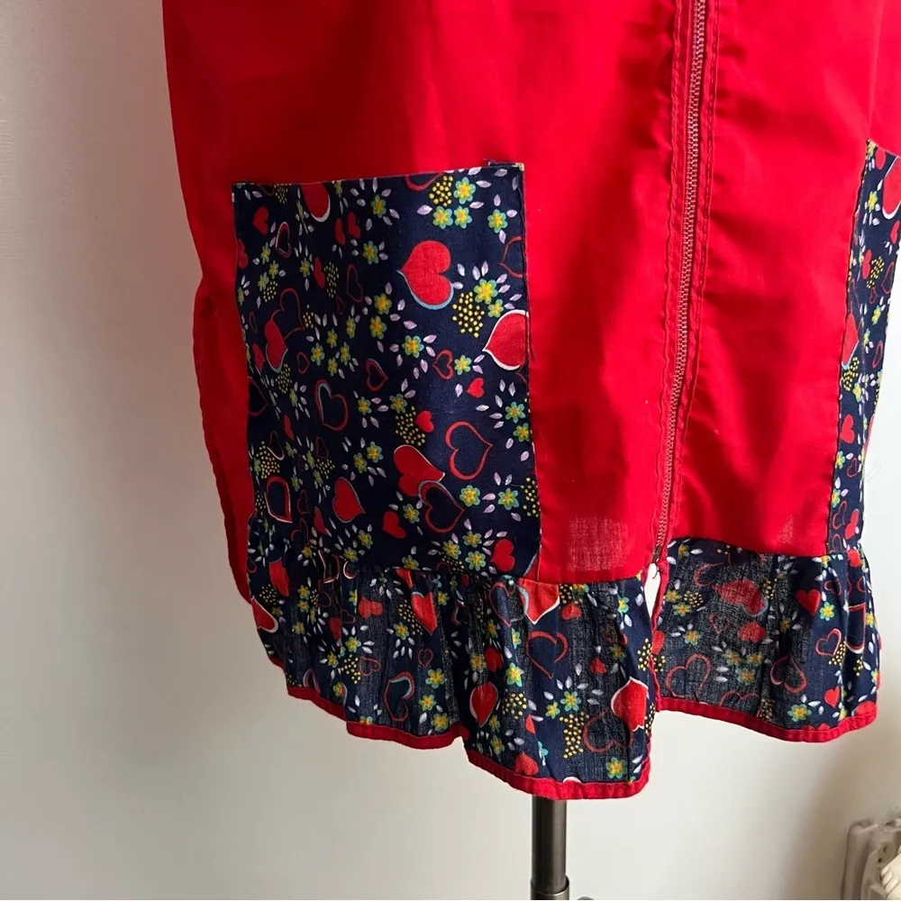 Vintage Zip Up Artist Smock Red Size M - Image 2