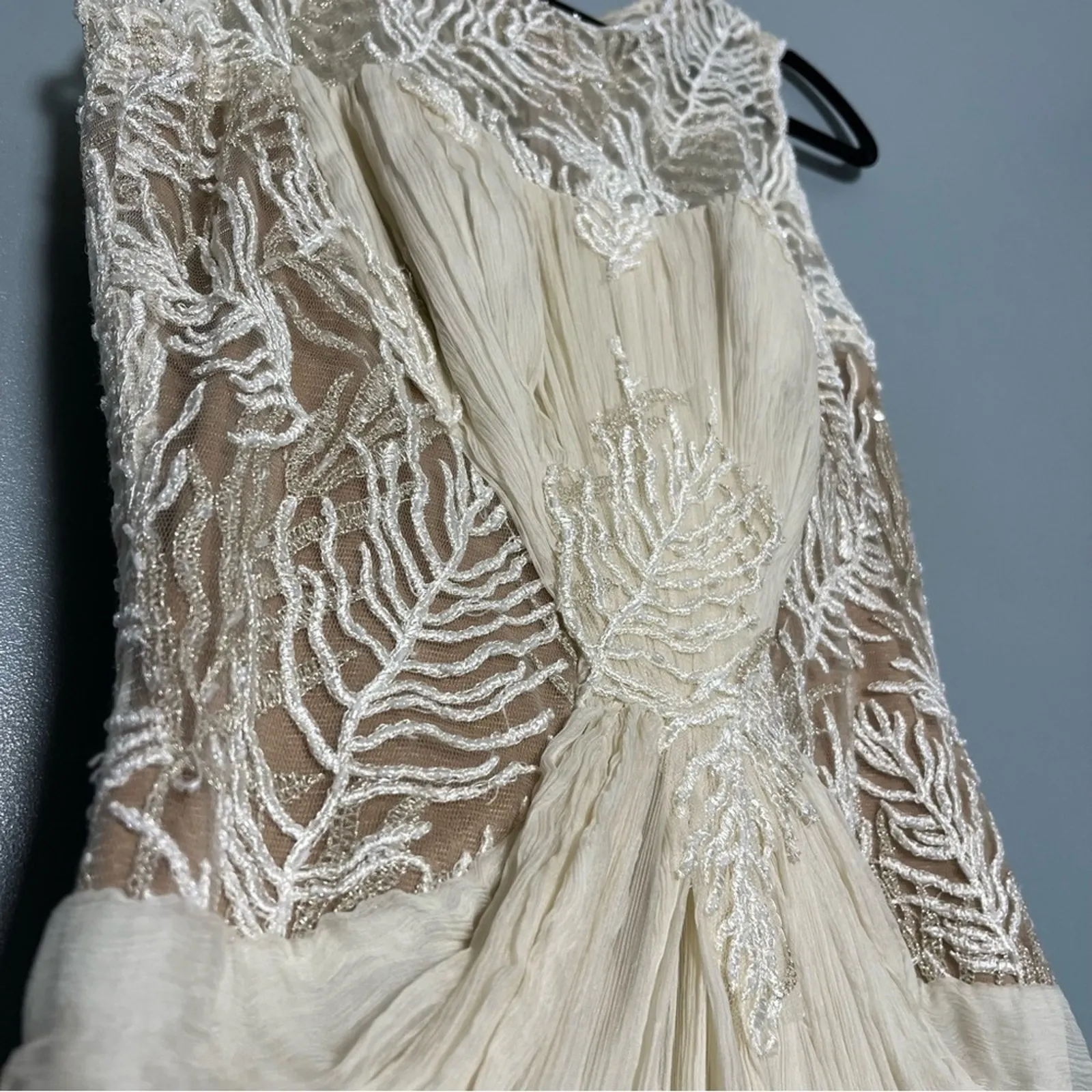 BHLDN Tadashi Shoji Cypress Dress Beaded Silk Chiffon Mermaid Gown Women’s 6 - Image 4