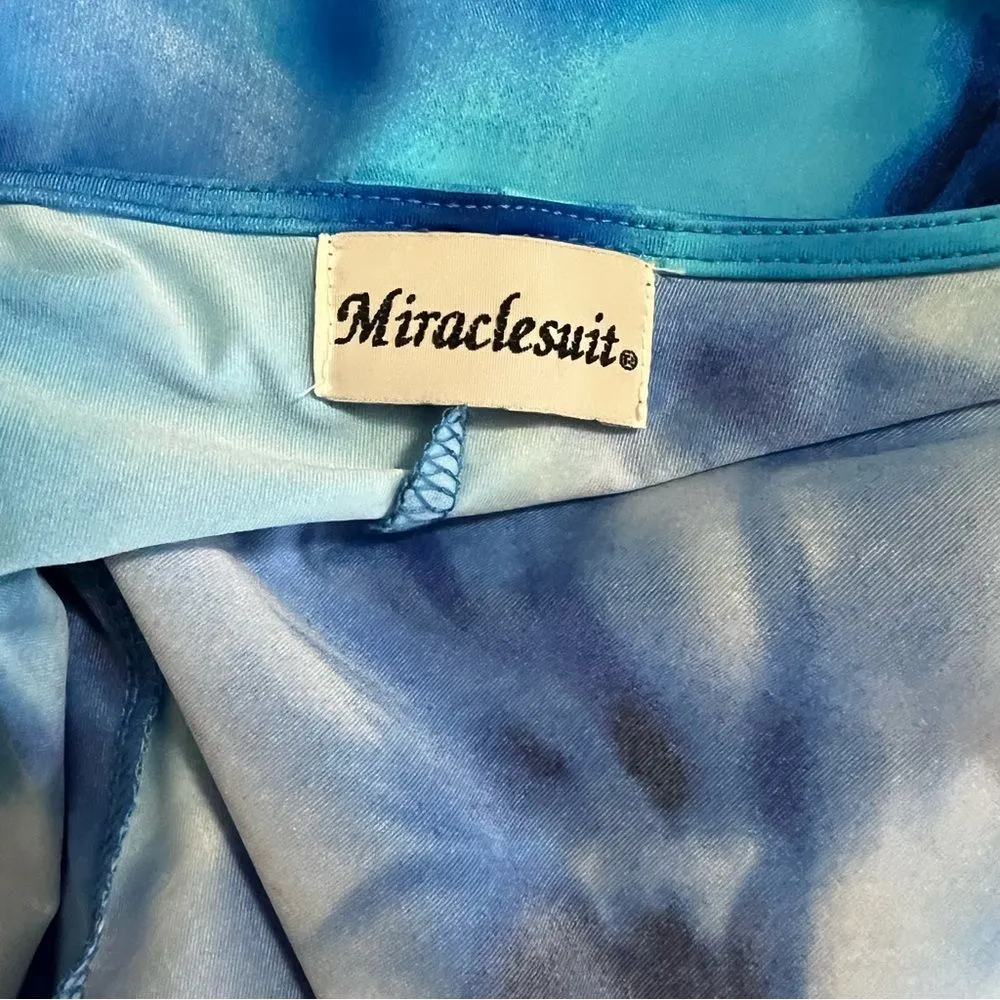 MiracleSuit Ocean Dream Blue Swim dress Coverup Attached Waist Tie Large - Image 5