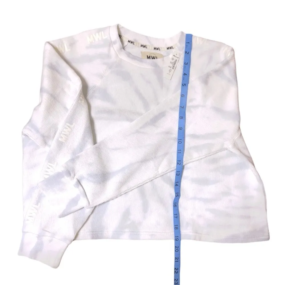 NWT MWL Tie-Dye Crop Sweatshirt Tee size Light Gray and white MORNING MIST - Image 8